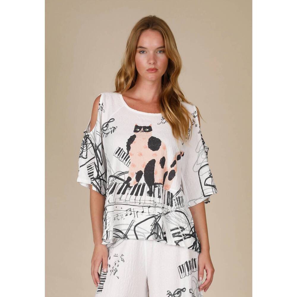 NEW INOAH classical meow-lody textured top in multi